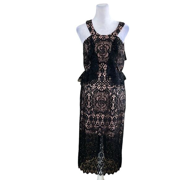ALEXIS NARASSE Lace Sheath Ruffle Racerback Midi Dress Size Medium Size Medium - Picture 2 of 8